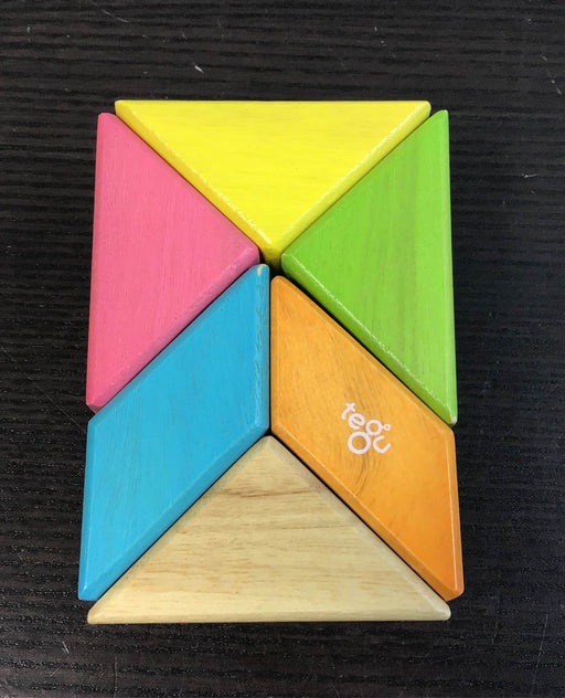 used Tegu Pocket Pouch Prism Magnetic Wooden Block Set