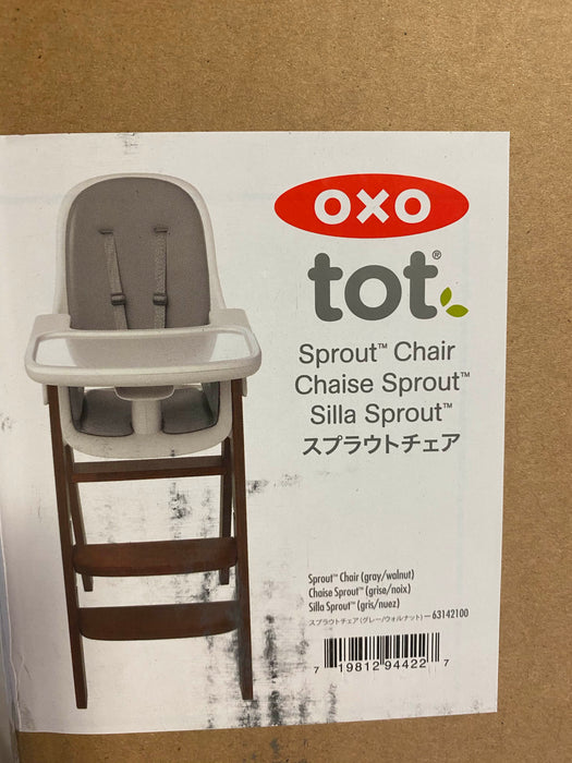 secondhand OXO Tot Sprout High Chair, Gray/Walnut