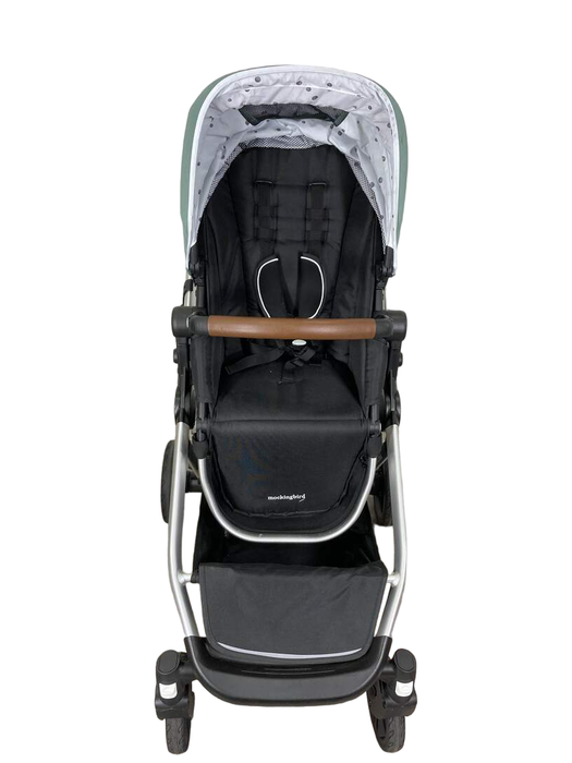 secondhand Mockingbird Single to Double Stroller, 2022, Silver with Penny Leather, Sage, Watercolor Drops