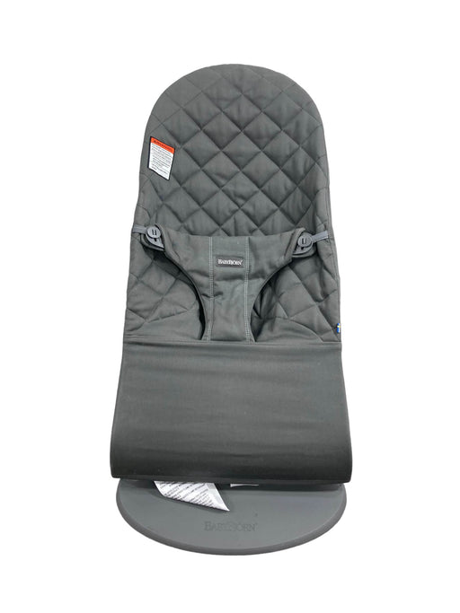 secondhand BabyBjorn Bouncer Bliss, Dark Gray Frame, Anthracite Cotton Classic Quilt