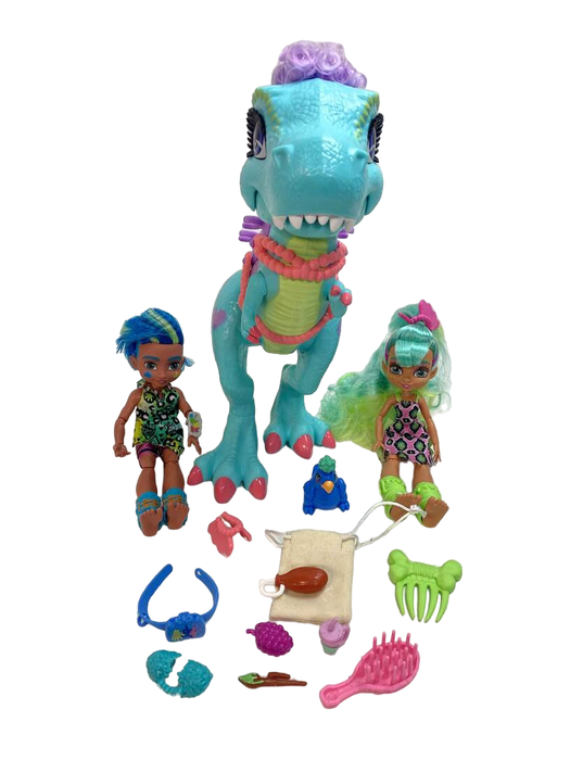 used Mattel Cave Club Rockelle Doll And Tyrasaurus Set