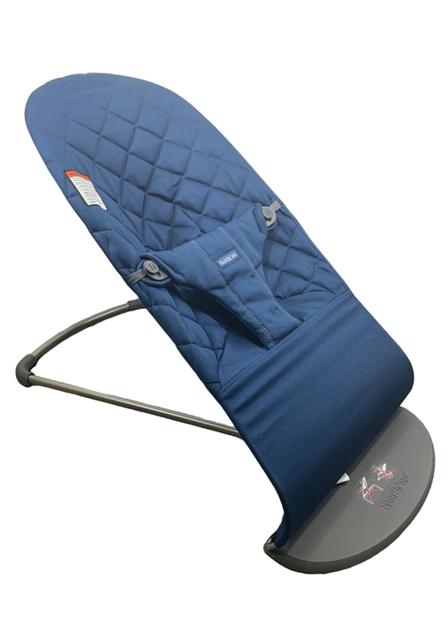 Shop BabyBjorn Bouncer Bliss, Dark Gray Frame, Midnight Blue Cotton Classic Quilt at GoodBuy Gear