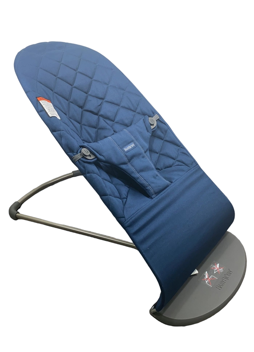 Shop BabyBjorn Bouncer Bliss, Dark Gray Frame, Midnight Blue Cotton Classic Quilt at GoodBuy Gear