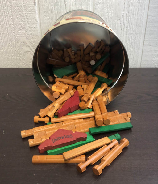 used K'Nex Lincoln Logs 100th Anniversary Collectible Tin (111 Pieces)