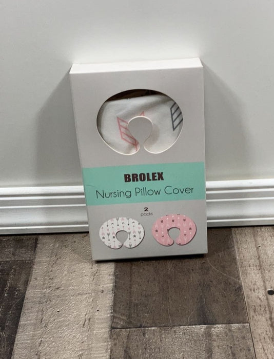 used Brolex Nursing Pillow Cover, Pink and White Arrow