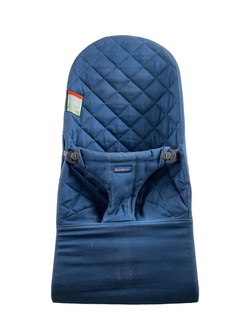 secondhand BabyBjorn Bouncer Bliss, Dark Gray Frame, Midnight Blue Cotton Classic Quilt