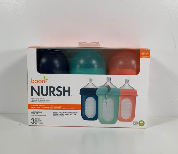 Boon Nursh Reusable Silicone Pouch Bottles Mint 3 Pack (8 oz)