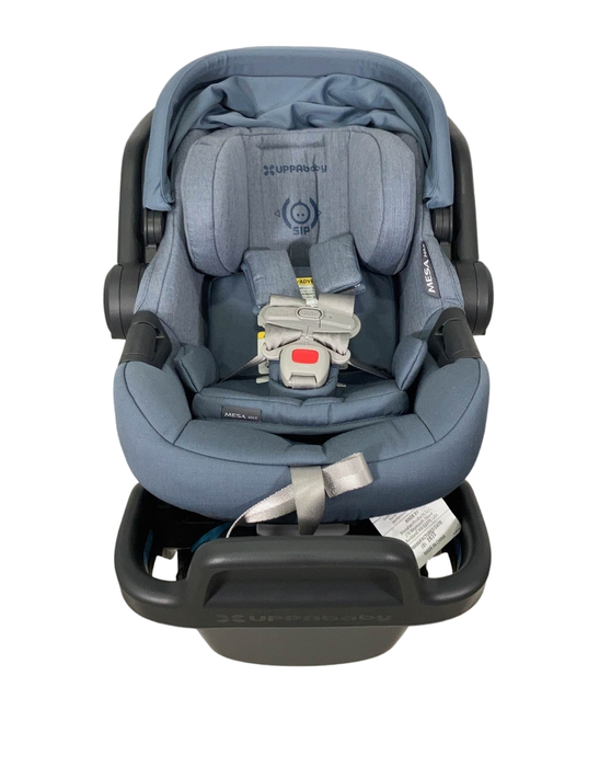 secondhand UPPAbaby MESA MAX Infant Car Seat and Base, 2022, Gregory Blue Melange