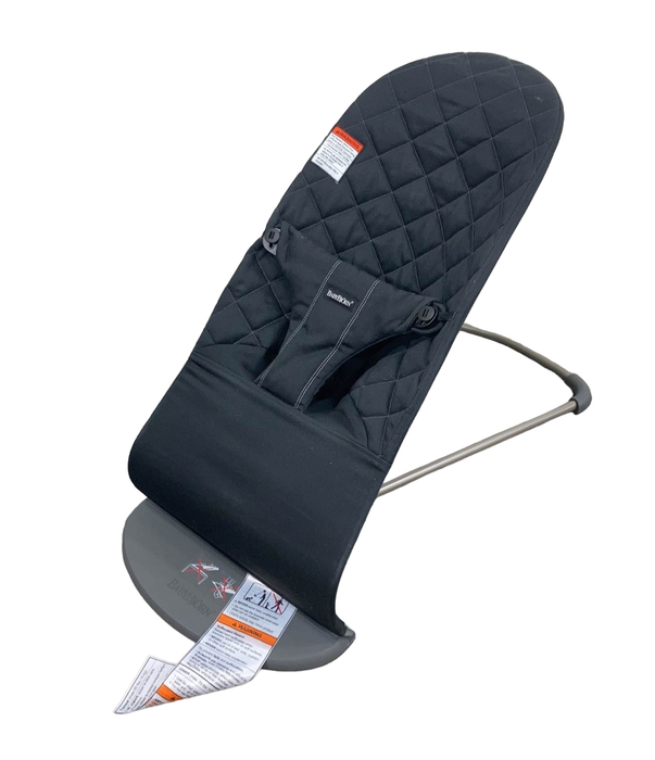 used BabyBjorn Bouncer Bliss, Dark Gray Frame, Black Cotton Classic Quilt