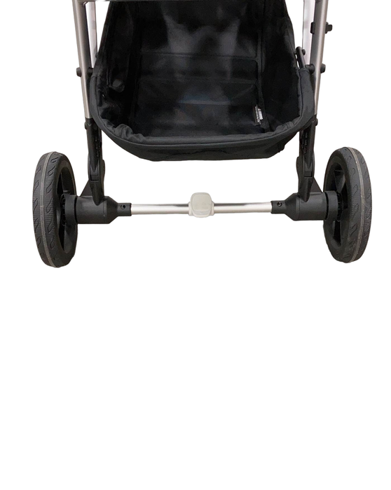 used Mockingbird Single to Double Stroller, Watercolor Drops, Sky, Matte Black with Matte Black Leather, 2022