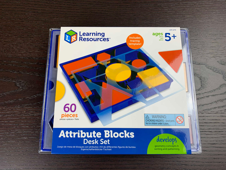 used Learning Resources Attribute Blocks Desk set