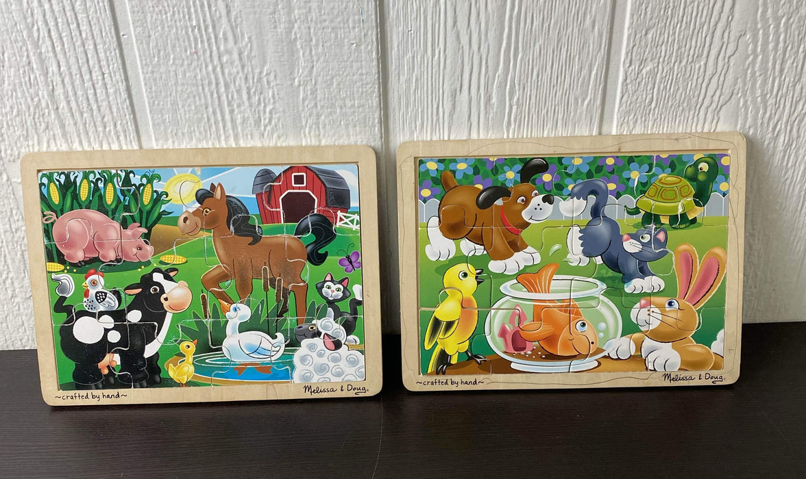 used BUNDLE Melissa & Doug Wooden Puzzles