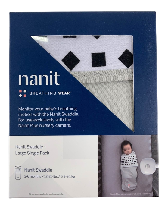 used Nanit Breathing Wear Swaddle, Pebble Grey, Large (3-6m)