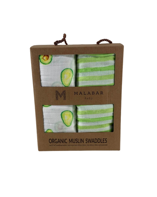 used Malabar Baby Organic Cotton Swaddle Blanket 2-Pack, Avocado Stripe