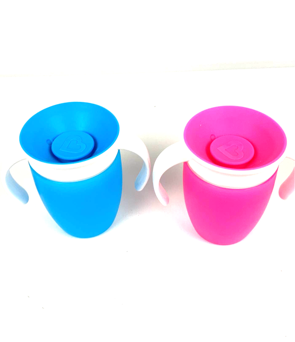 used Munchkin Miracle 360 Trainer Cup, Pink and Blue