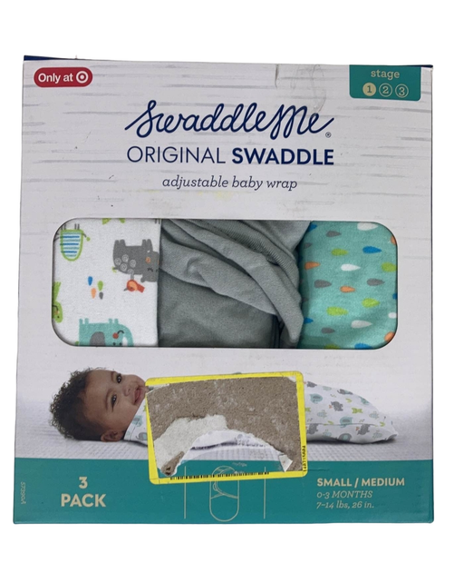 used Summer Infant SwaddleMe Original Swaddle Wrap 3pk, Small (0-3 Months), Jungle Drops