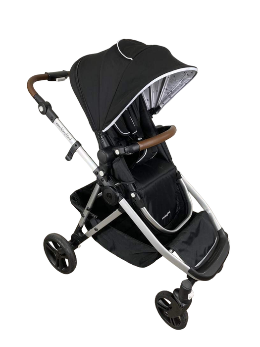 used Mockingbird Single to Double Stroller, 2022, Silver with Penny Leather, Watercolor Drops, Black