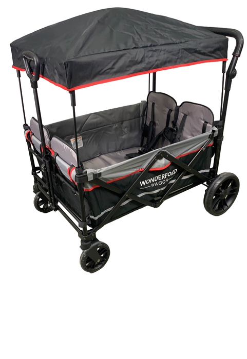 used Wonderfold X2 Push + Pull Double Stroller Wagon, Black, 2019