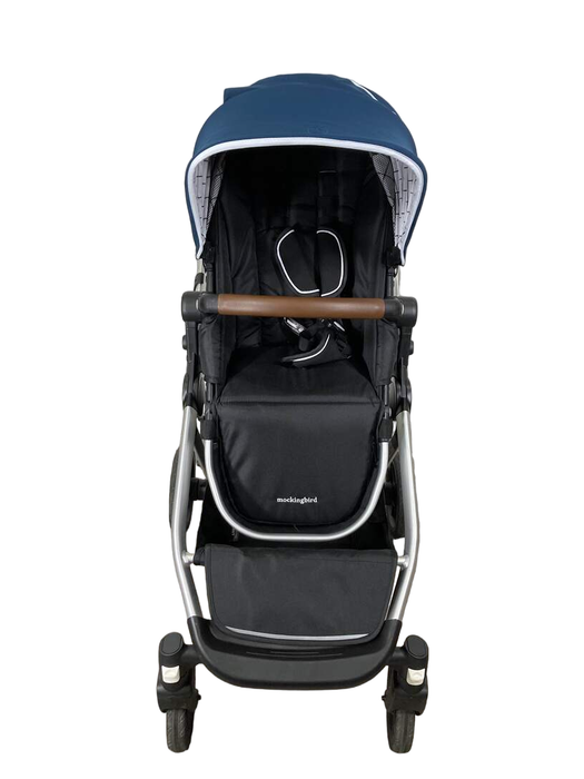 secondhand Mockingbird Single to Double Stroller, 2023, Silver with Penny Leather, Windowpane, Sea