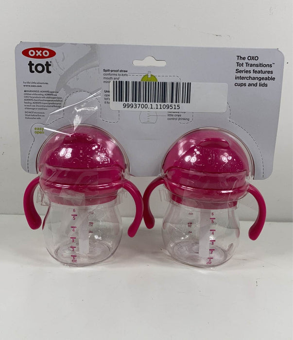 secondhand OXO Tot Transitions Straw Cups with Handles Set, Pink