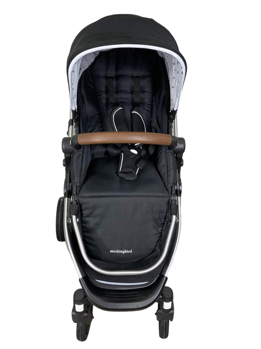 secondhand Mockingbird Single Stroller, 2023, Black, Watercolor Drops, Silver With Penny Leather