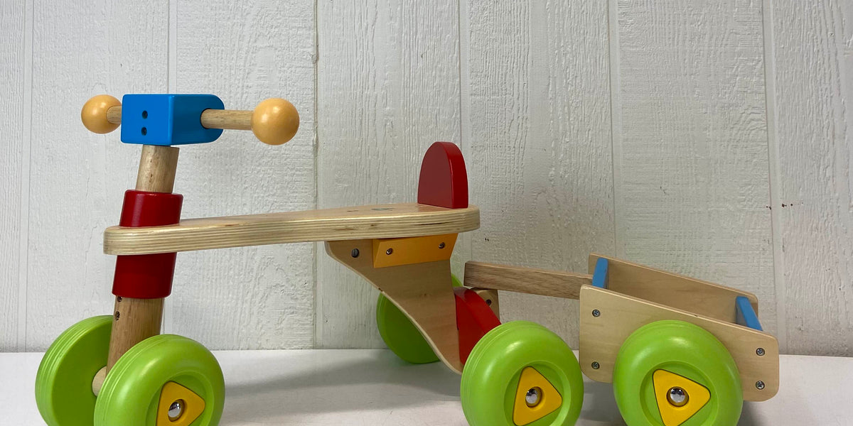 Early Learning Centre Wooden Push Bike With Wagon Cart