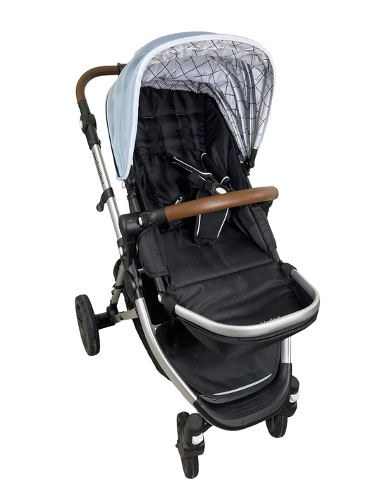 used Mockingbird Single Stroller, 2022, Sky, Windowpane, Silver With Penny Leather