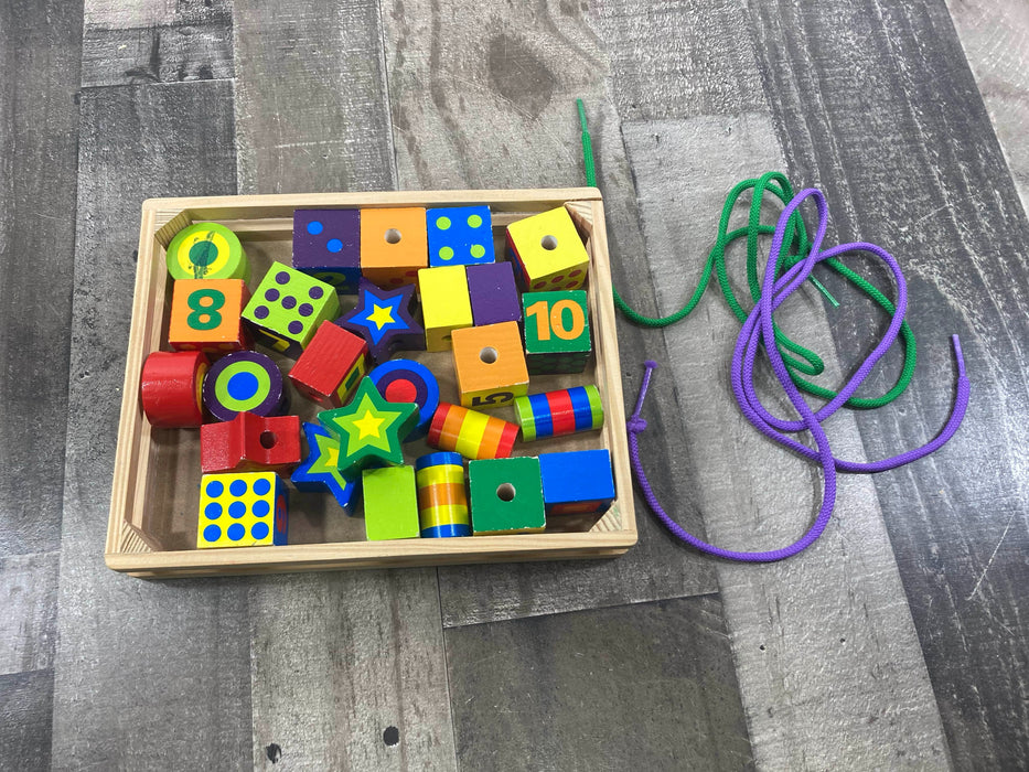 used Melissa & Doug Deluxe Wooden Lacing Beads