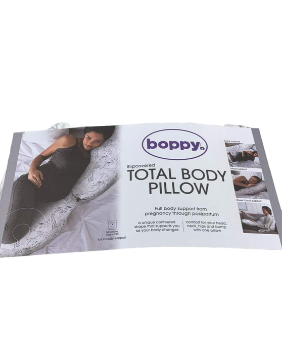 secondhand Boppy Total Body Pregnancy Pillow, Gray Scattered Leaves