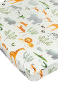 used LouLou Lollipop Fitted Crib Sheet, Safari Jungle