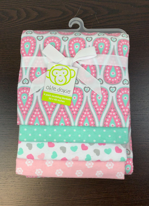 used Okie Dokie Receiving Blankets, 4 Pack