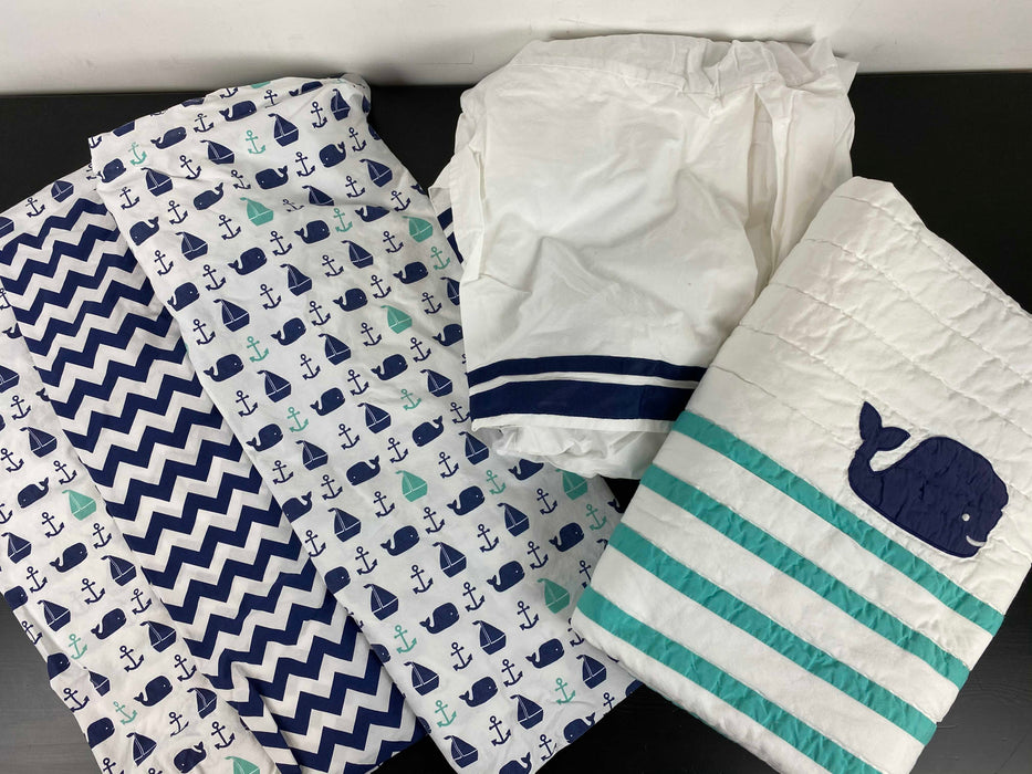 used Pottery Barn Kids Crib Bedding Set, Hamptons Whale