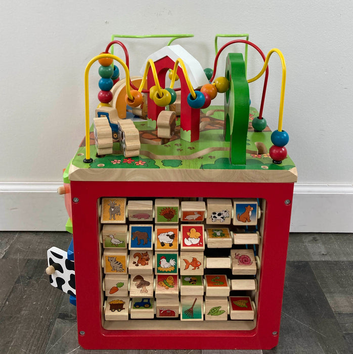 used B. toys Zany Zoo Wooden Activity Cube