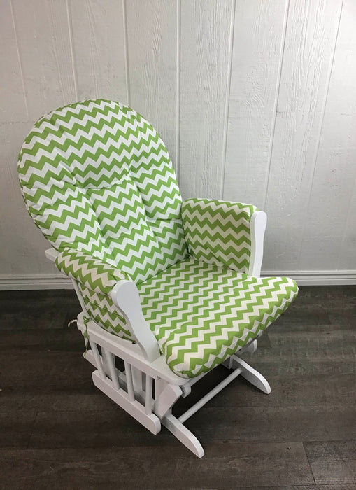 secondhand Angel Line Windsor Glider And Ottoman, Green Chevron 