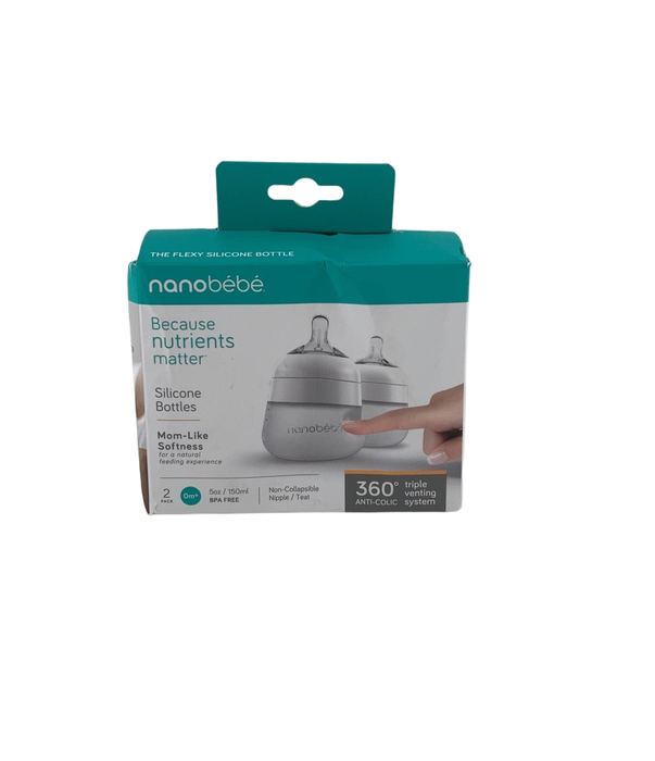 used Nanobébé Silicone Baby Bottles 5oz