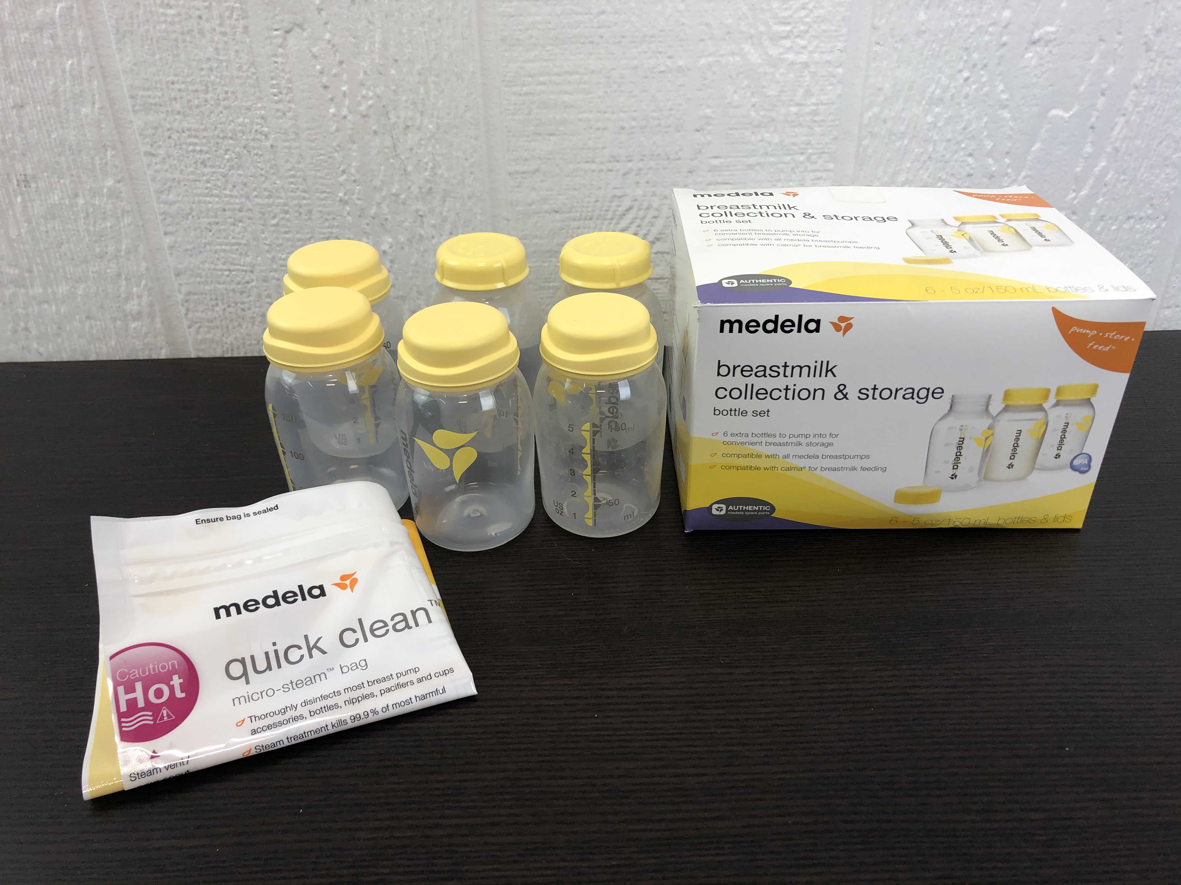 Set of 6 5oz MEDELA BREAST MILK COLLECTION & STORAGE BOTTLES WITH