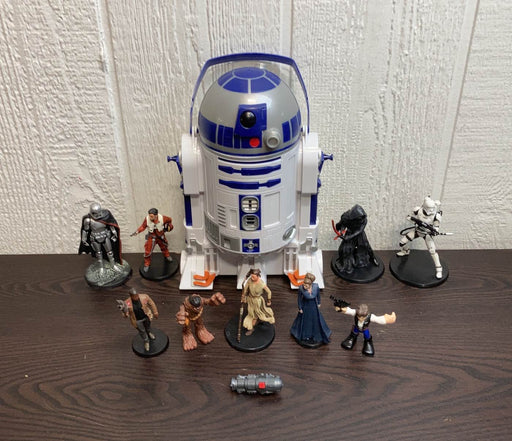 secondhand BUNDLE Star Wars Figures, And R2D2 container