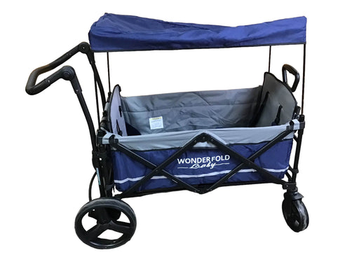 secondhand Wonderfold X2 Push + Pull Double Stroller Wagon, 2019, Navy