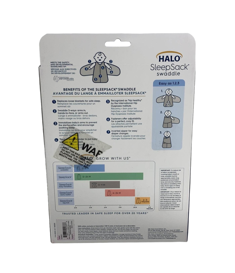 Halo SleepSack Swaddle, Small, White Lamb Scribble