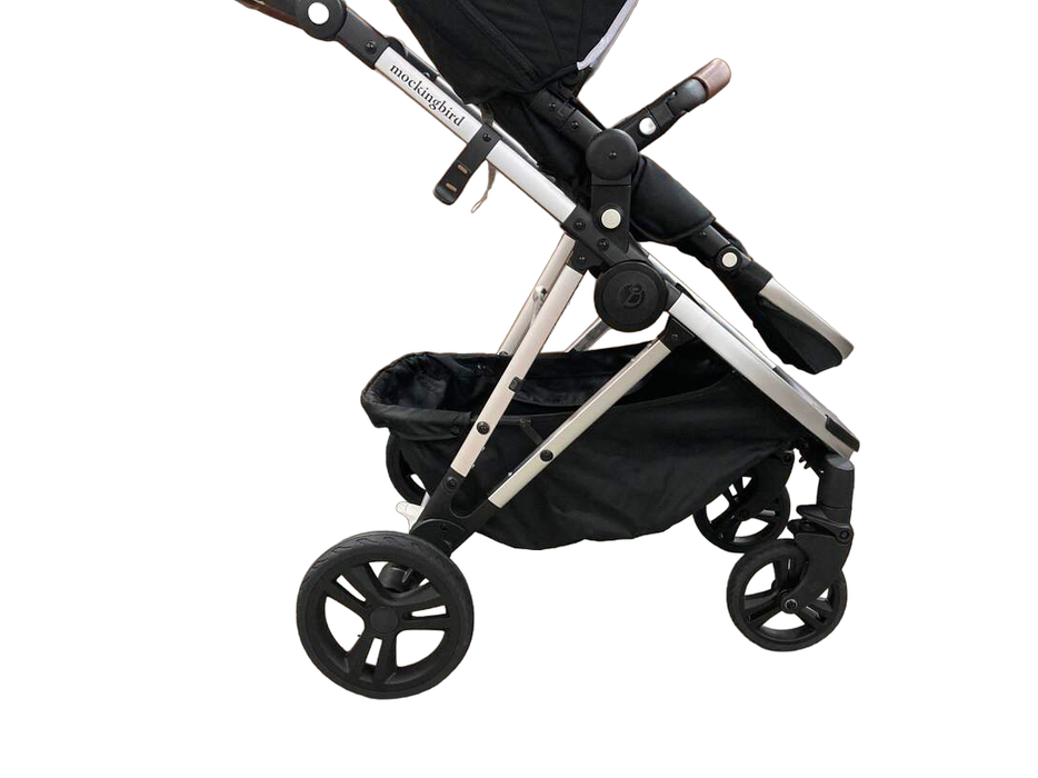 used Mockingbird Single Stroller, 2023, Black, Windowpane, Silver With Penny Leather