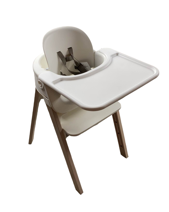 used Stokke Steps High Chair, White Seat Natural Legs