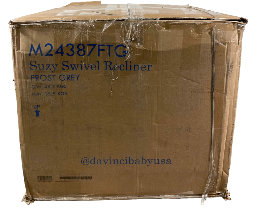 used DaVinci Suzy Swivel Recliner, Frost Grey