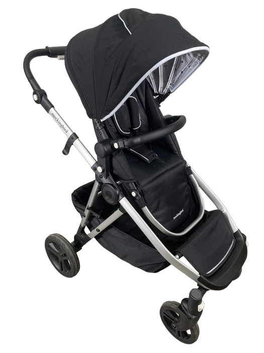 used Mockingbird Single to Double Stroller, 2023, Silver with Black Leather, Watercolor Drops, Black