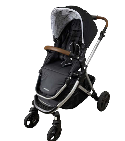 used Mockingbird Single Stroller, 2023, Black, Windowpane, Silver With Penny Leather