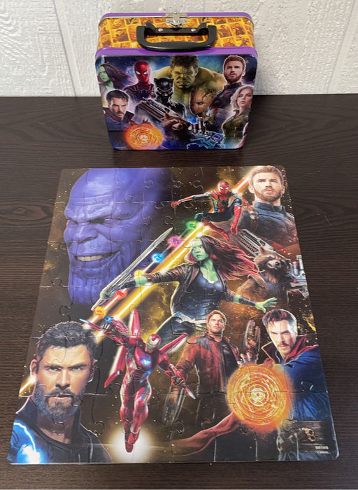 used Marvel Avengers Infinity War 48-piece Puzzle In Carry-All Tin Lunch Snack Box