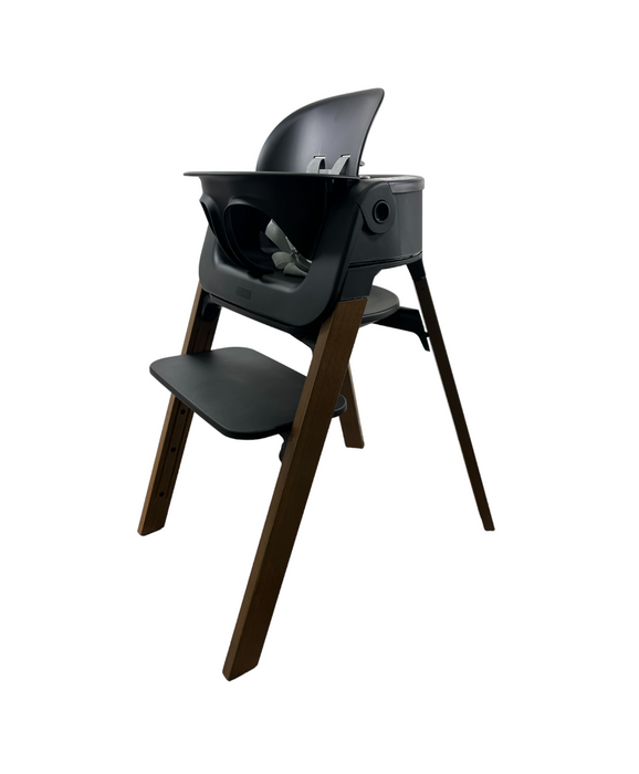 Stokke Steps High Chair, Black Seat with Golden Brown Legs