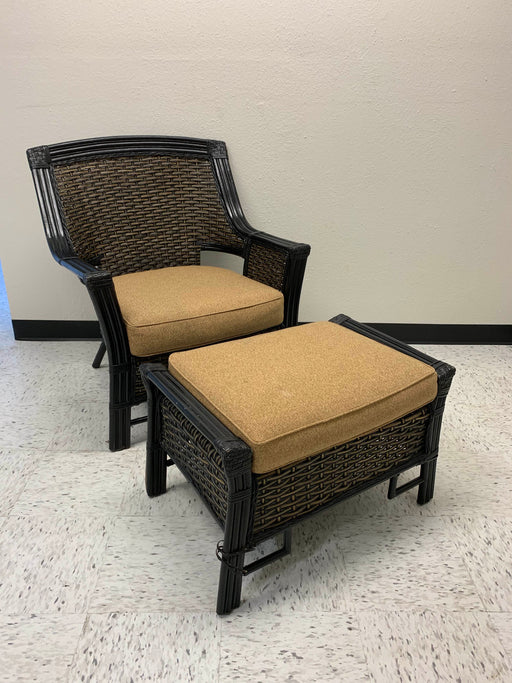 used Pier One Wicker Chair and Ottoman