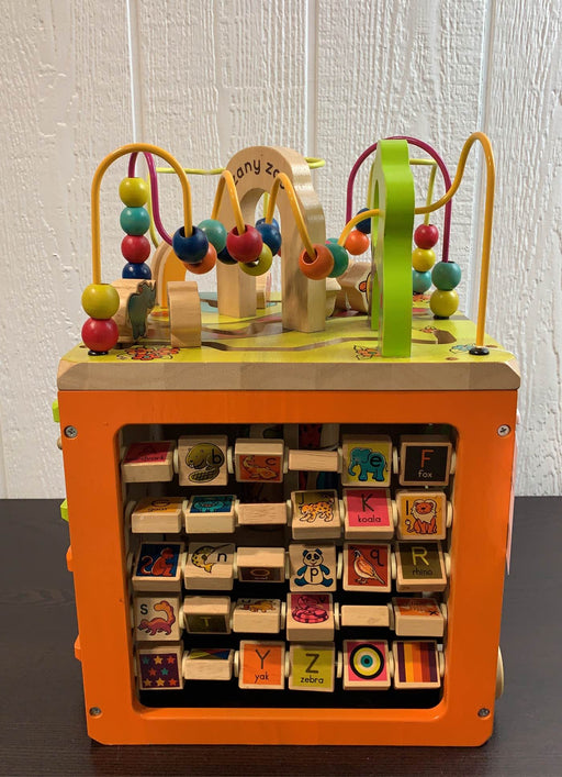 used B. toys Zany Zoo Wooden Activity Cube