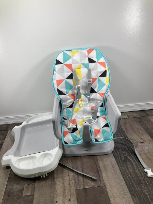 secondhand Fisher Price Space Saver High Chair, Triangles