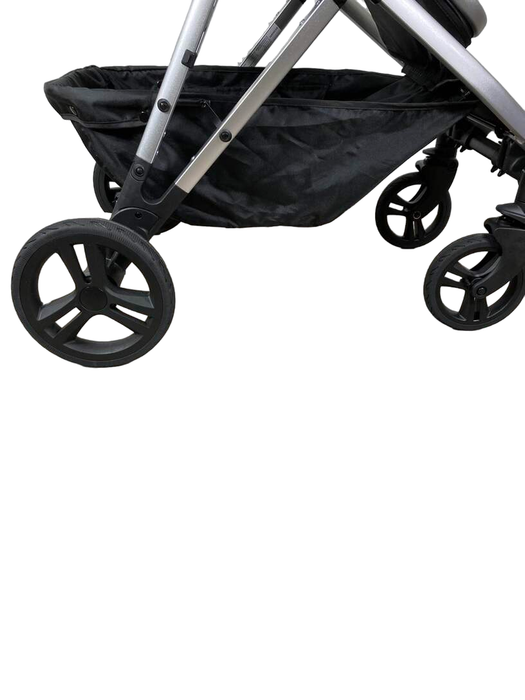 used Mockingbird Single to Double Stroller, 2023, Silver with Black Leather, Watercolor Drops, Sea